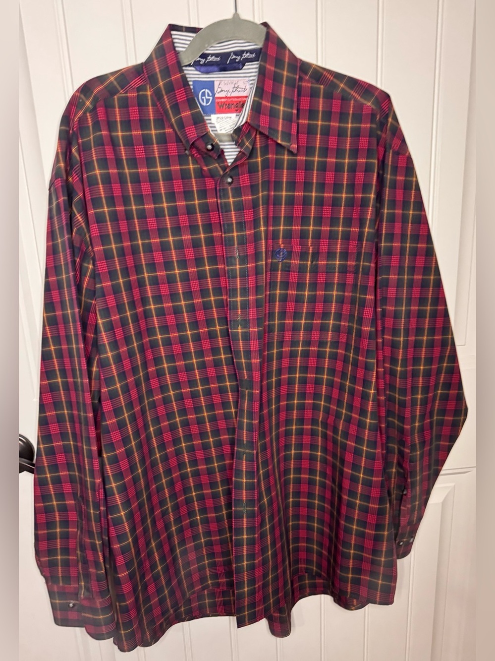 Men’s George strait wrangler  Red Plaid Button-Down XL